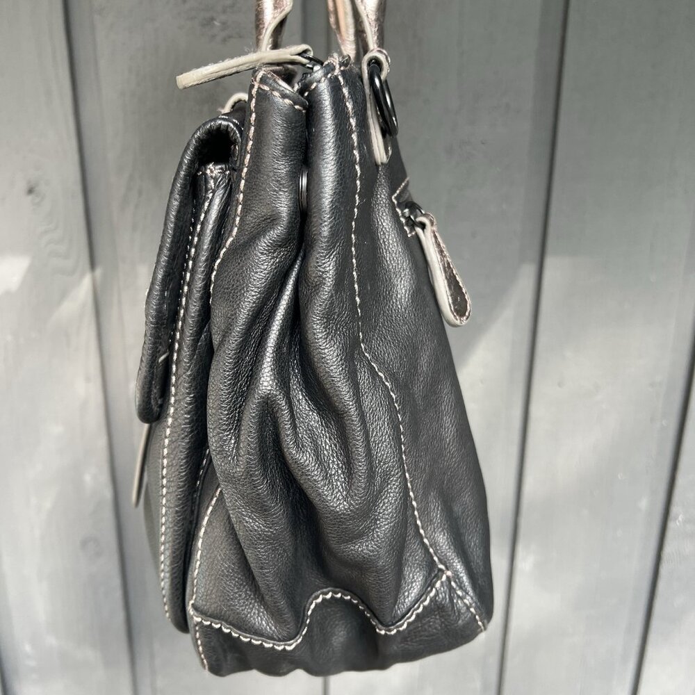 Liebeskind Berlin Leather Shoulder Bag Satchel Black Metallic Slouchy Soft Purse - Picture 3 of 16